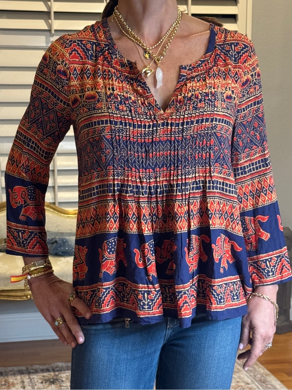 Anthropologie Vanessa Virginia Boho Tunic Top Size: 6 (US Small / Medium)